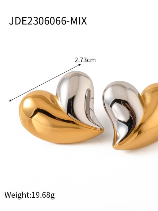 JDE2306066 MIX Stainless steel Heart Trend Stud Earring