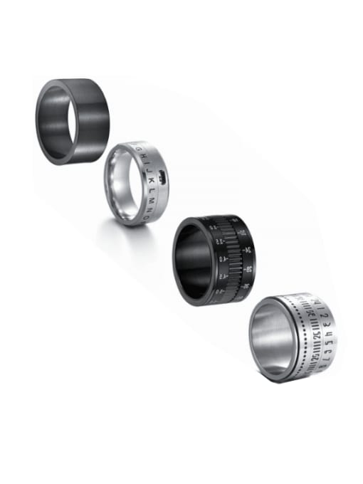 SM-Men's Jewelry Titanium Steel Geometric Hip Hop Stackable Ring Set