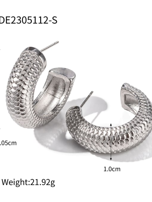 JDE2305112 Steel color Stainless steel Geometric Trend Stud Earring