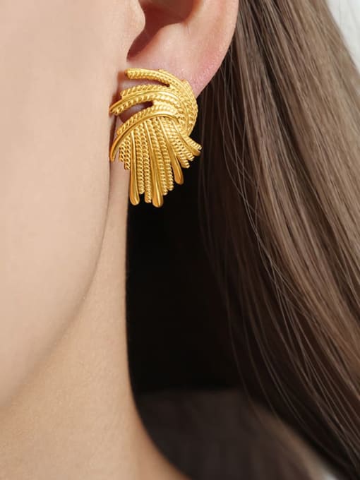 F020 Gold Earrings Titanium Steel Geometric Trend Stud Earring