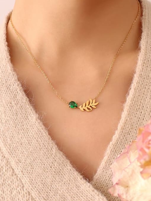 P518 gold necklace 40+ 5cm Titanium Steel Glass Stone Irregular Minimalist Necklace