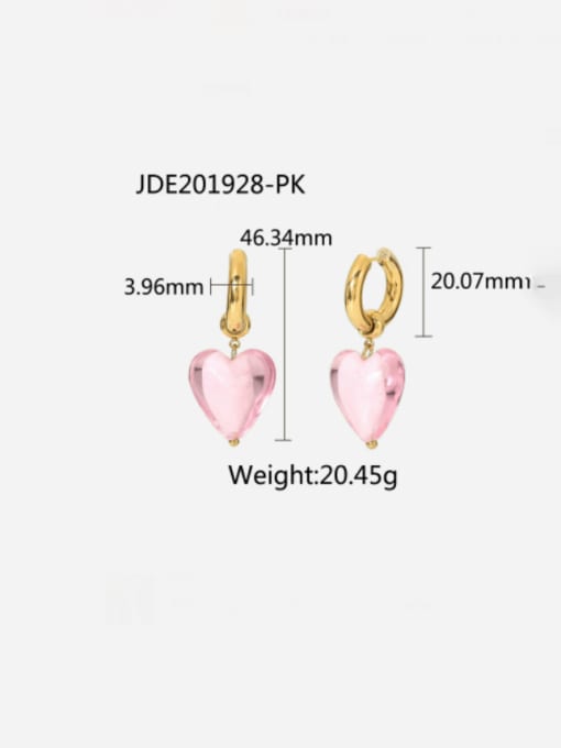JDE201928 PK Stainless steel Enamel Heart Vintage Huggie Earring