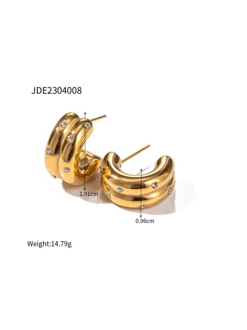JDE2304008 Stainless steel Cubic Zirconia Geometric Trend Stud Earring