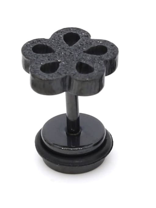 Black(Single-Only One) Titanium Steel Hollow  Flower Minimalist Single Earring(Single-Only One)