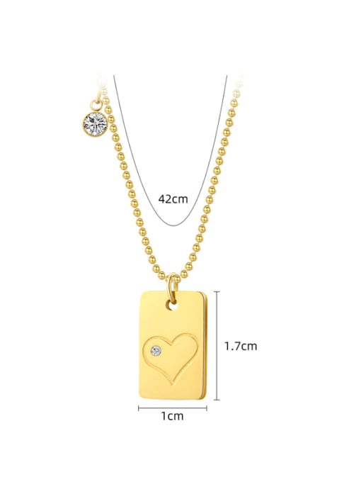 YAYACH Titanium Steel  Minimalist Geometric Heart Pendant  Bead Chain Necklace 3