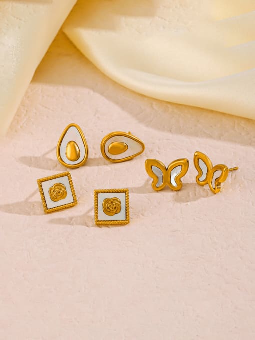 J$L  Steel Jewelry Titanium Steel Shell Butterfly Minimalist Stud Earring 1