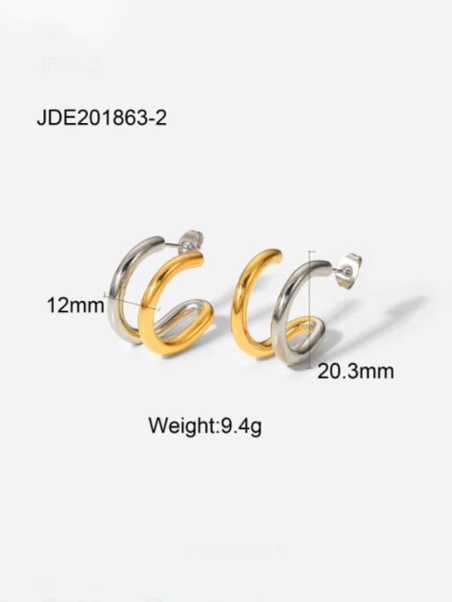 J&D Stainless steel Geometric Minimalist Double layer Stud Earring 3