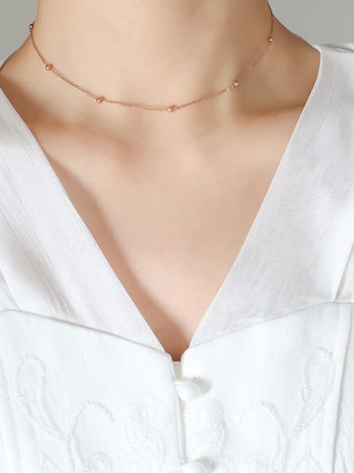 P1203 rose pearl necklace 41 +5cm Titanium Steel Geometric Trend Link Necklace