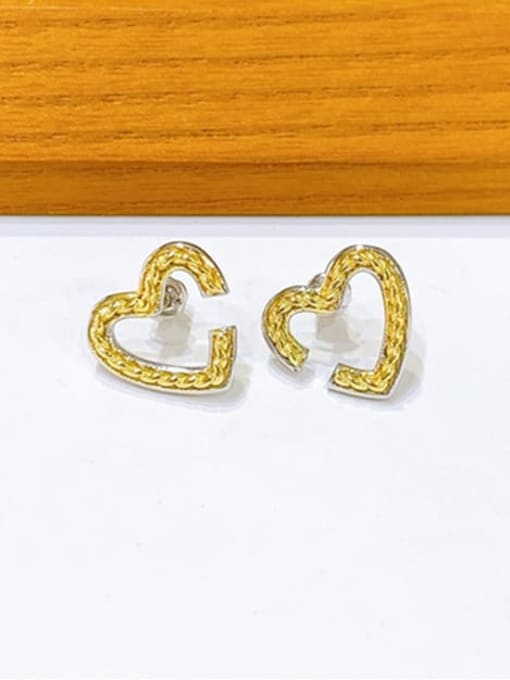 H00353 gold Brass Hollow Heart Vintage Stud Earring
