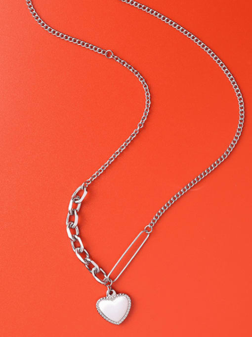 Steel necklace 45+5cm Titanium 316L Stainless Steel Heart Vintage Necklace with e-coated waterproof