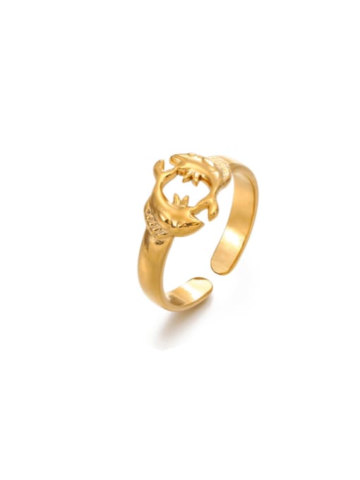 Golden Fish Ring Stainless steel Fish Hip Hop Band Ring
