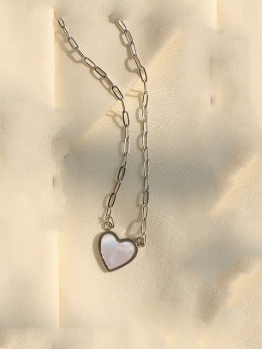 Steel Titanium 316L Stainless Steel Shell Heart Minimalist Necklace with e-coated waterproof