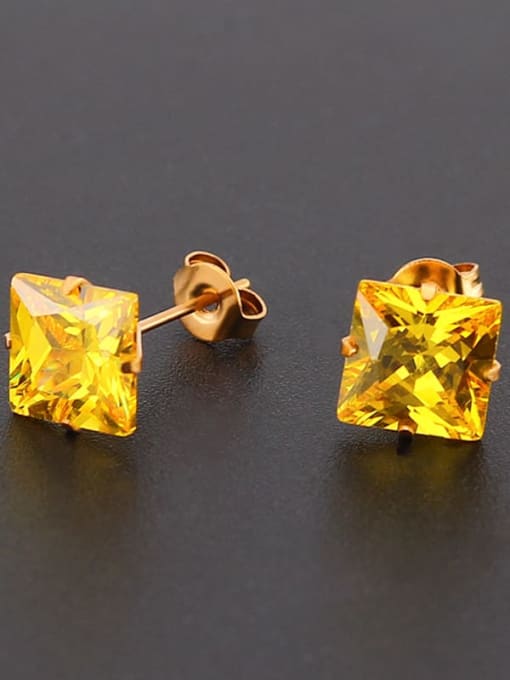 BELII Brass Cubic Zirconia Square Minimalist Single Earring(Single-Only One) 1