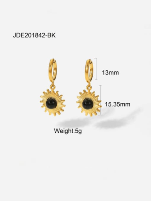 JDE201842 BK Stainless steel Natural Stone Butterfly Vintage Geometry  Huggie Earring