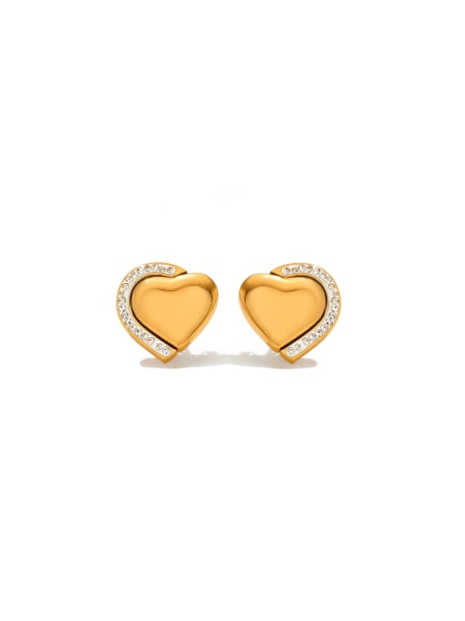 Clioro Stainless steel Cubic Zirconia Heart Trend Stud Earring