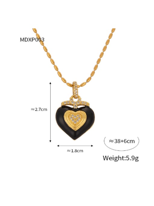MAKA Titanium Steel Enamel Heart Minimalist Necklace 3
