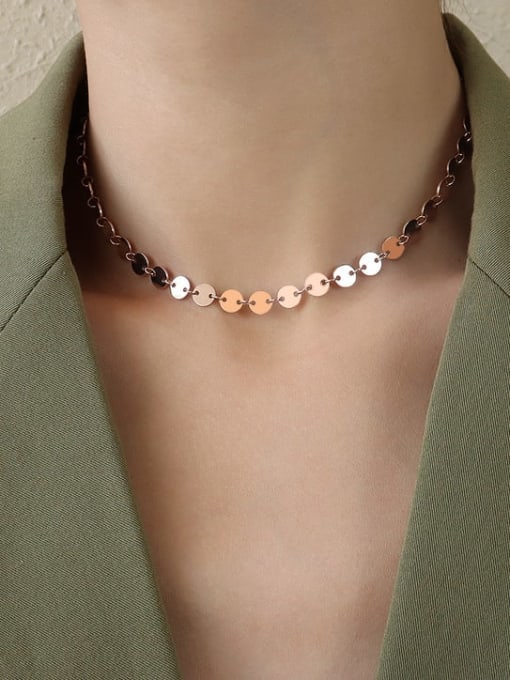 Rose Gold thick circle collar 35+8cm Titanium 316L Stainless Steel Smooth Geometric Vintage Necklace with e-coated waterproof