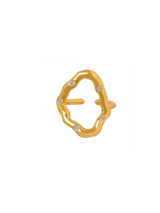 MAKA Titanium Steel Cubic Zirconia Geometric Trend Band Ring 0