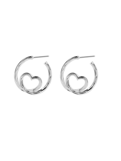 H01059 steel Brass Geometric Heart Minimalist Hoop Earring