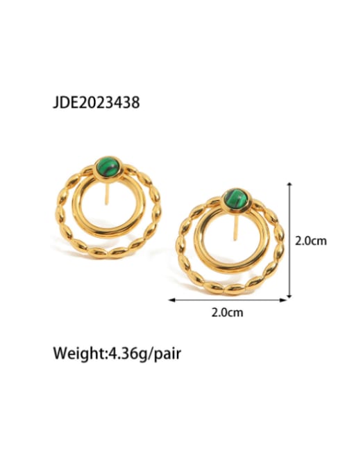JDE2023438 Stainless steel Malchite Geometric Vintage Drop Earring