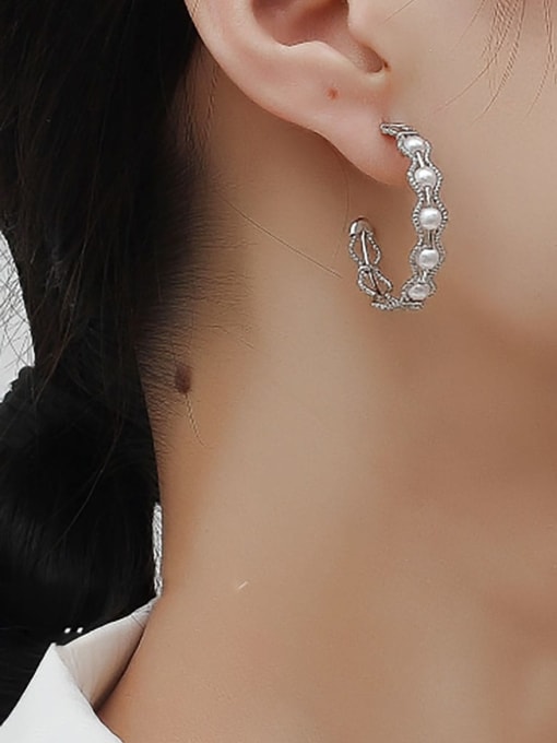 HYACINTH Brass Imitation Pearl Geometric Dainty Stud Trend Korean Fashion Earring 1