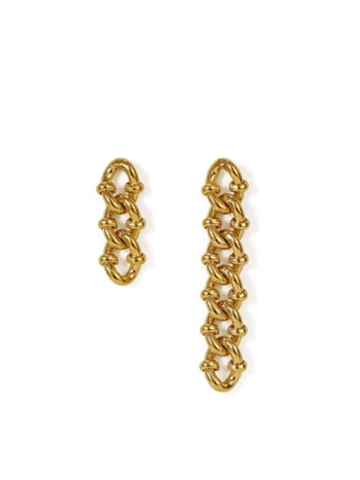 ACCA Brass  Minimalist Asymmetric  Hollow chain  Drop Earring 0