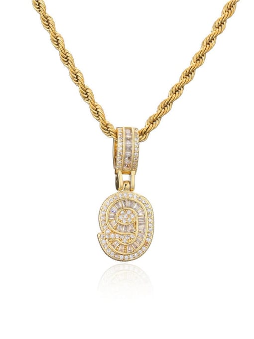 9 Pendant (without chain) Brass Cubic Zirconia Trend Number Pendant