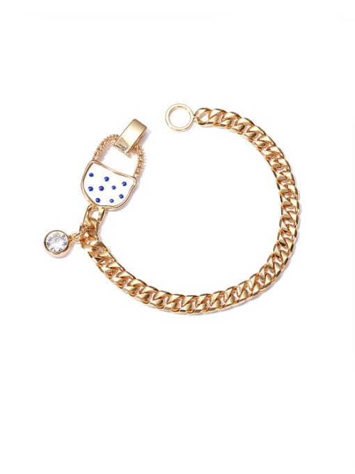 Gold Bracelet Brass Enamel Hollow Geometric Chain Vintage Necklace