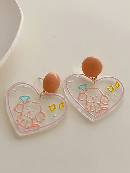 Puppy love S925 silver needle Alloy Acrylic Cute colorful transparent ice cream Heart Trend Drop Earring