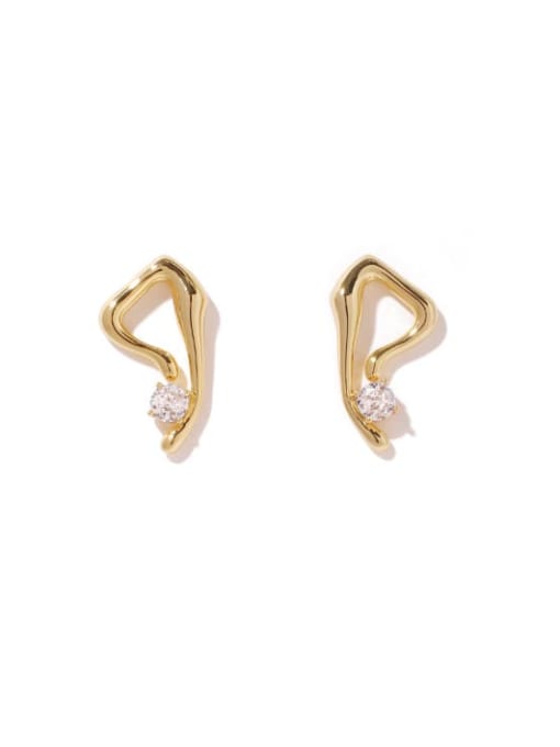 ACCA Brass Cubic Zirconia Irregular Vintage Stud Earring
