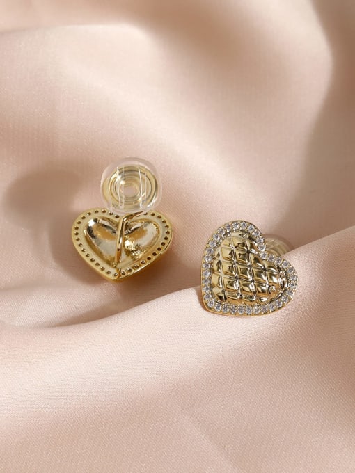 HYACINTH Brass Cubic Zirconia Heart Minimalist Clip Earring 3
