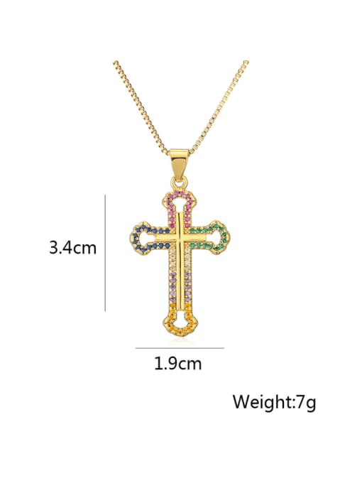 AOG Brass Cubic Zirconia Cross Hip Hop Regligious Necklace 3