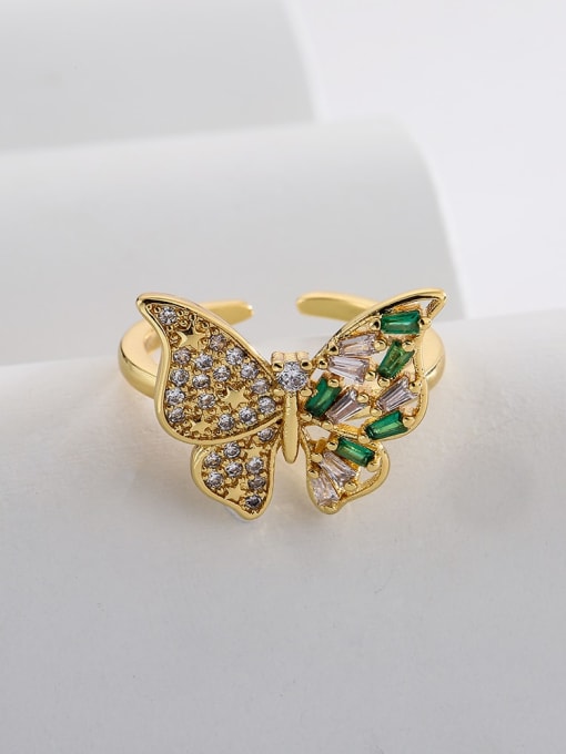 AOG Brass Cubic Zirconia Butterfly Hip Hop Band Ring 3