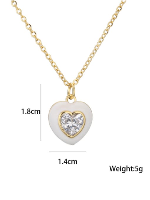 AOG Brass Rhinestone Enamel  Trend Heart Pendant Necklace 3