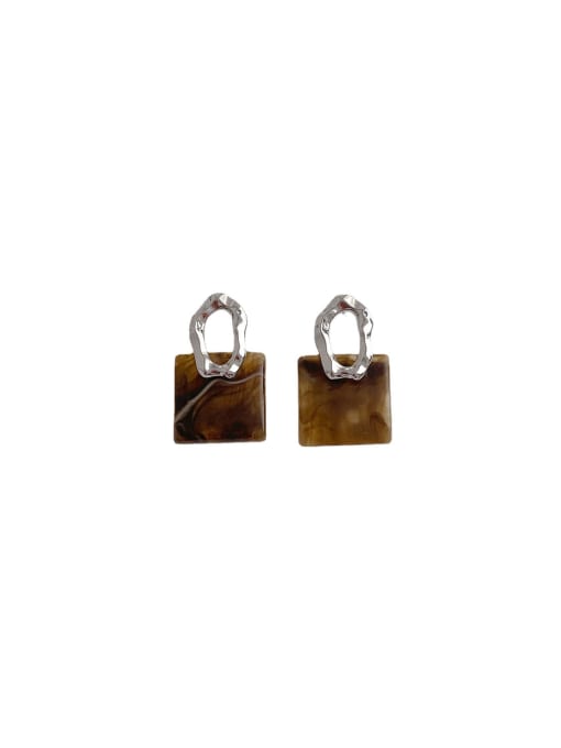 ZRUI Brass Resin Geometric Vintage Stud Earring