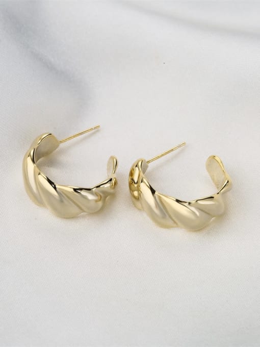 AOG Brass Smooth Geometric Vintage Stud Earring 2