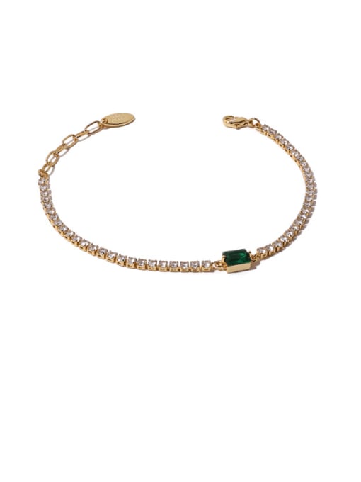 gold Bracelet Brass Cubic Zirconia Geometric Vintage Link Bracelet