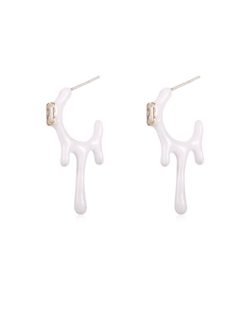 White Earrings Brass Enamel Irregular Minimalist Stud Earring