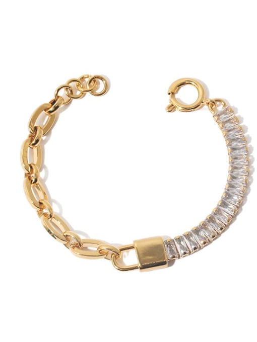 Gold Bracelet Brass Cubic Zirconia Geometric Vintage Bracelet