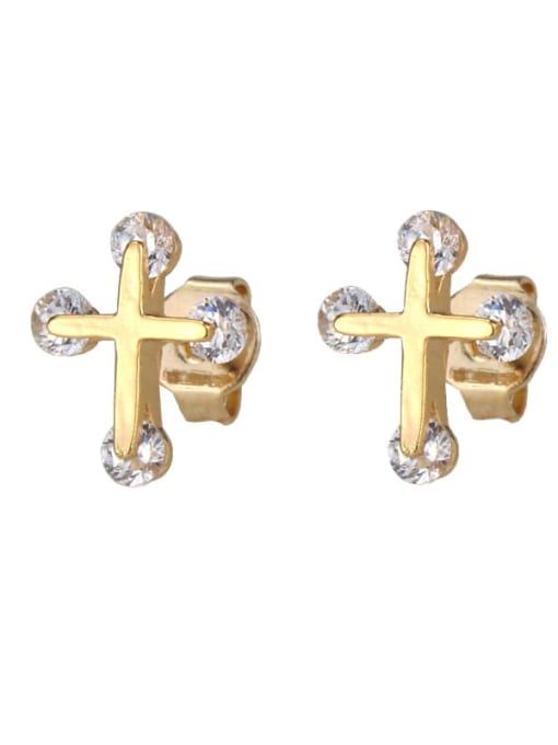 renchi Brass Cubic Zirconia Cross Minimalist Stud Earring 0