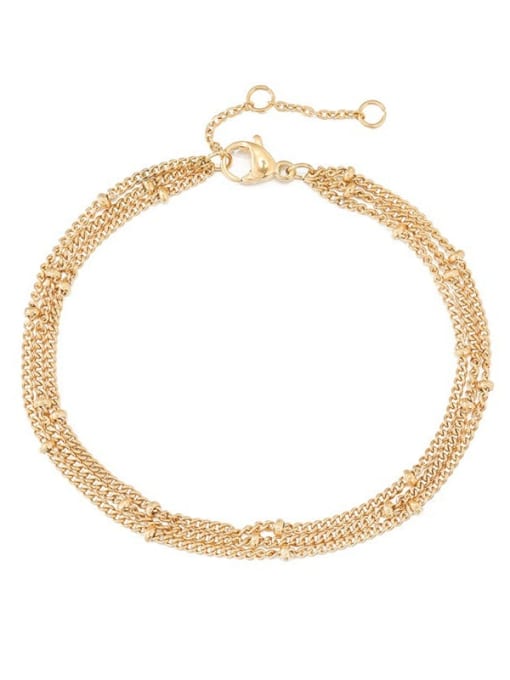 Three layers of rose gold Stainless steel Imitation Pearl Irregular Minimalist Strand Bracelet