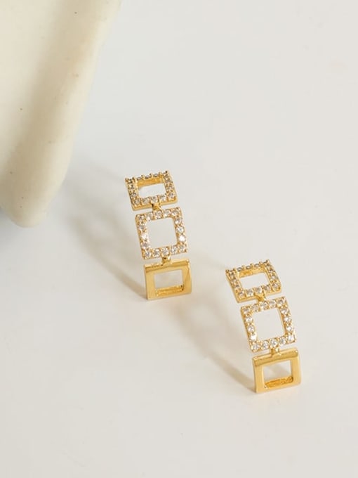 Five Color Brass Cubic Zirconia Geometric Minimalist Stud Earring 0