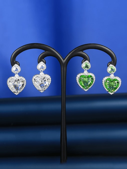 OUOU Brass Cubic Zirconia Heart Statement Cluster Earring 0