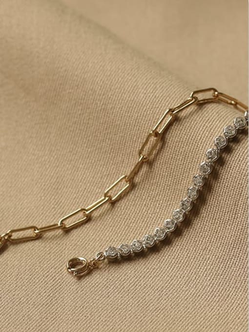 ACCA Brass Cubic Zirconia Vintage  Asymmetry Geometric chain  Bracelet 0