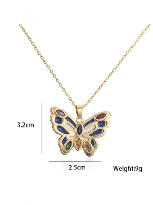 AOG Brass Cubic Zirconia Enamel Trend Butterfly  Pendant Necklace 2