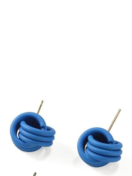 blue Brass Enamel Geometric Cute Stud Earring