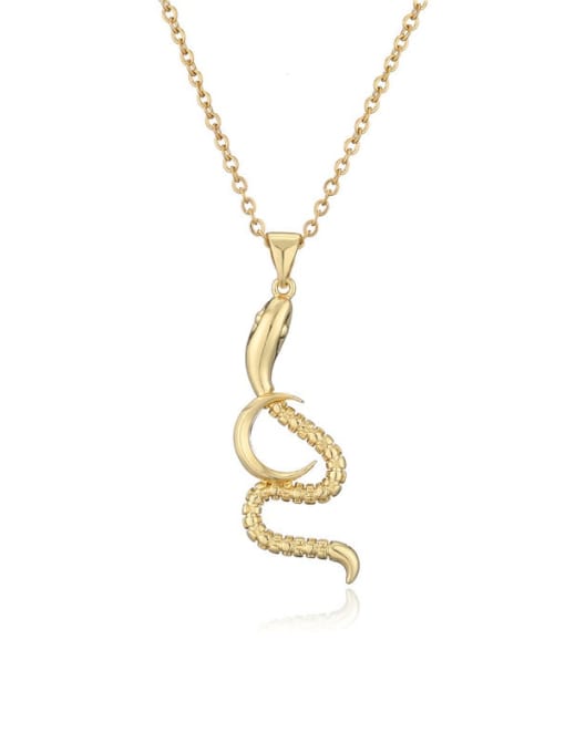 20562 Brass Vintage Snake Pendant Necklace