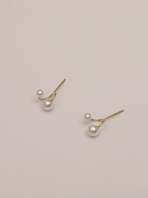 HYACINTH Brass Imitation Pearl Geometric Minimalist Stud Trend Korean Fashion Earring 4