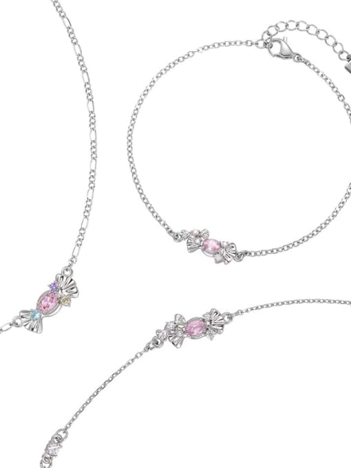 TINGS Brass Cubic Zirconia Pink Geometric Dainty Necklace 1