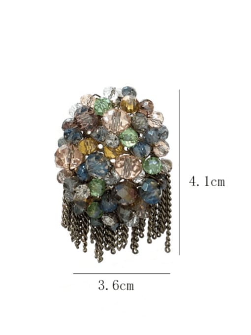 SUUTO Brass  Vintage Multicolored Imitation Crystal Tassels   Drop Earring 2